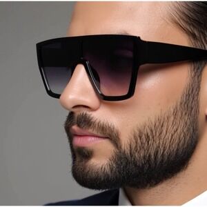 Fashion Women Sunglasses Black Frame Black Big Lens Square‎ Retro Oversized New